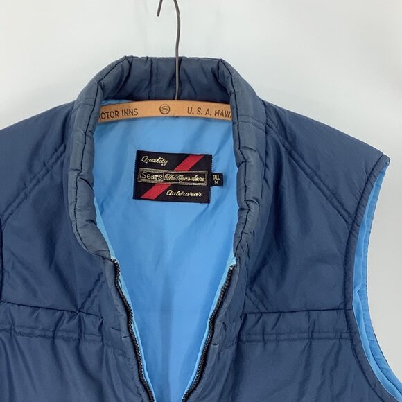 Vintage Sears Blue Puffer Vest With Zip Closure & Pockets Outerwear Medium Tall - Picture 3 of 6